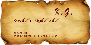 Kovár Győző névjegykártya